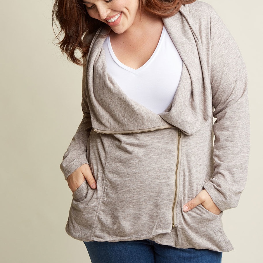 NWT Sweet Rain Zipper Cardigan in Oatmeal 3X